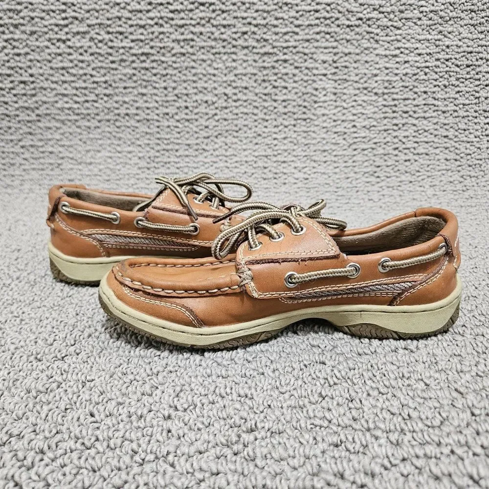 HIGHLAND CREEK Kids Tan Leather Boat Preppy Casual Vintage Style Shoe Size 2